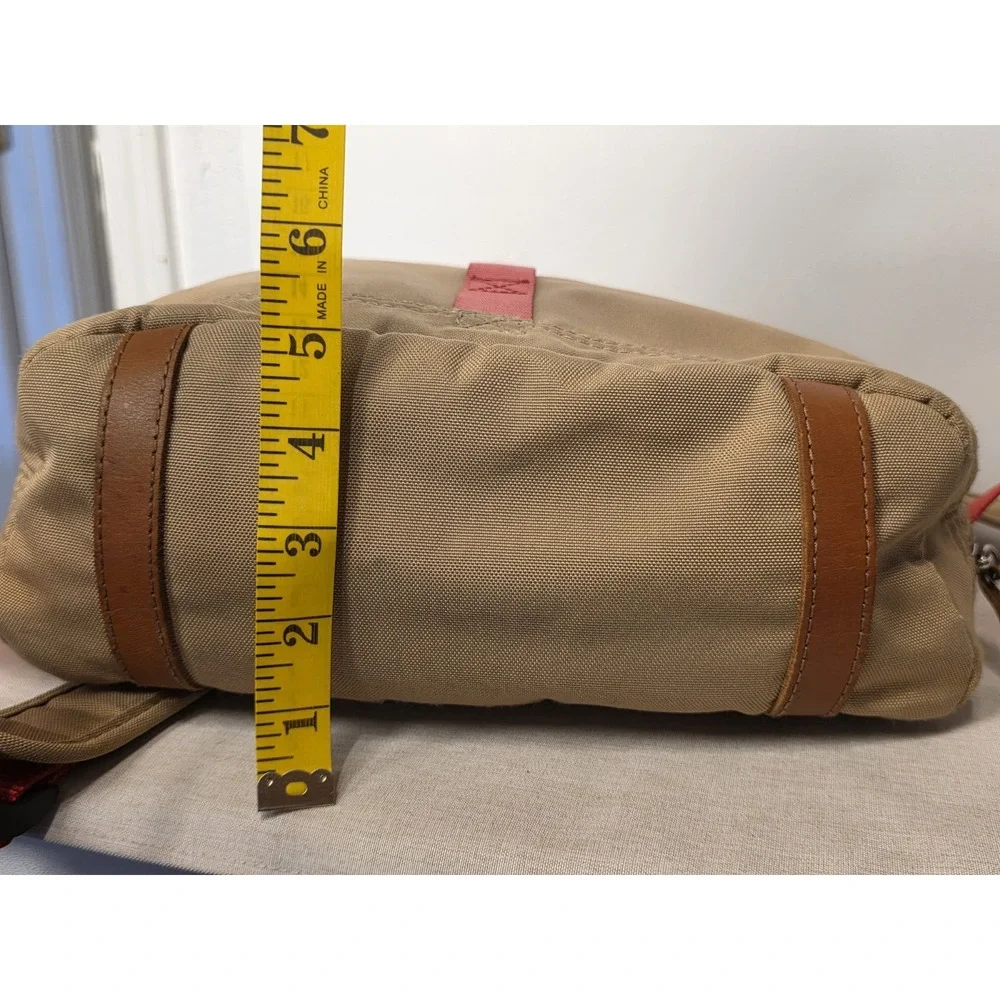 WILL LEATHER GOODS Backpack Tan Canvas Red leather Campus bag Laptop Sleeve